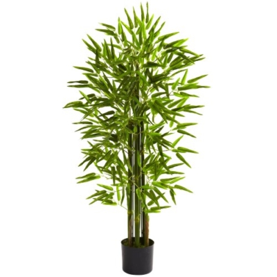 Product: Nearly Natural 4-ft Artificial Bamboo Tree, U/V Resistant for Outdoors, Fake Bamboo Plants with 4 Natural Trunks, 48-in Tall Faux Plants for Indoor/Outdoor Home Decor with 520 Realistic Fake Leaves