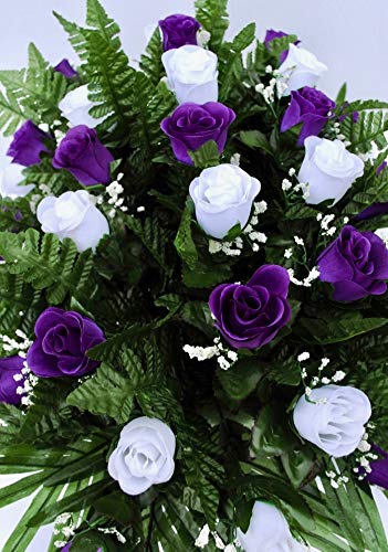 Product: Purple and White Rose Cemetery Saddle for Grave Decoration for Mother's Day