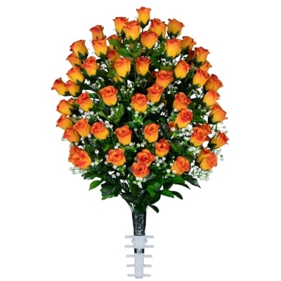 Product: Sympathy Silks Artificial Cemetery Flowers - Gravesite Flowers - Sunrise Sweetheart Roses