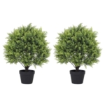 Product: 2ft Artificial Topiary Ball Trees Set of 2 - Faux Cedar Sphere Plants for Outdoor Decor