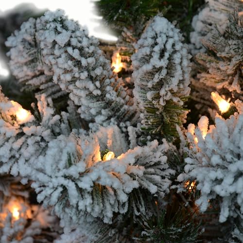 Silky Flower Store Pre-lit Flocked Virginia Pine Artificial Christmas Tree, Puleo International, 300 Clear Incandescent Lights, 6.5' 1 1 Product: Puleo International 6.5' Pre-lit Flocked Virginia Pine Artifical Christmas Tree with 300 UL-Listed Clear Incandescent Lights