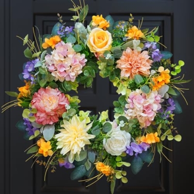 Product: Summer Wreaths for Front Door, Soomeir 24 Inch Spring Door Wreath with Hydrangea, for All Seasons Outside Indoor Outdoor Farmhouse Home Porch Wall Window Decor