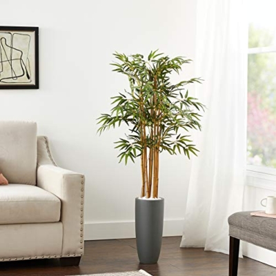 Product: Nearly Natural 5ft. Bamboo Artificial Tree in Gray Cylinder Planter