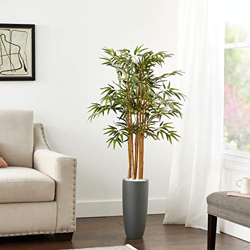 Product: Nearly Natural 5ft. Bamboo Artificial Tree in Gray Cylinder Planter