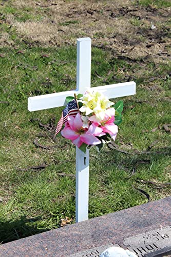 Product: Woodhaven Large Memorial Cross - Perfect For Outdoor And Memorial Sites - Steel Grave Marker White Powder Coat Finish - Headstone Replacement - Made In The USA