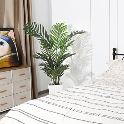 Product: Ferrgoal Artificial Areca Palm Plants 4.6Ft Fake Dypsis Lutescens Tree with 15 Trunks in Pot and Woven Seagrass Belly Basket Tropical Faux Plant for Home Indoor Outdoor Office