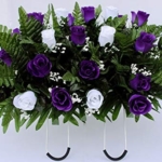 Product: Purple and White Rose Cemetery Saddle for Grave Decoration for Mother's Day