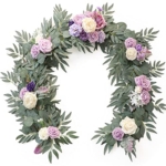 Product: Floroom 6ft Artificial Eucalyptus Garland with Flowers Fake Greenery Faux Floral Vine Garland for Table Decor Wedding Centerpieces Bridal Shower Party Decorations, Lilac & Lavender