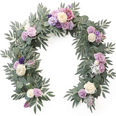 Product: Floroom 6ft Artificial Eucalyptus Garland with Flowers Fake Greenery Faux Floral Vine Garland for Table Decor Wedding Centerpieces Bridal Shower Party Decorations, Lilac & Lavender