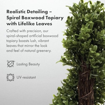 Product: 2 x Artificial Topiary Boxwood Spiral Trees (3ft/90cm)