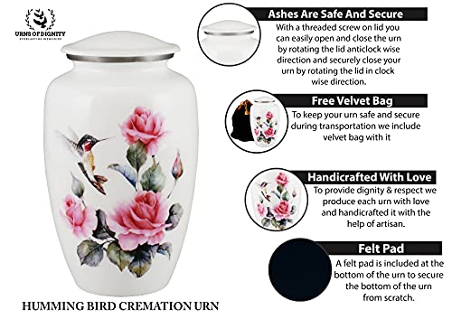 Product: Pink Rose - Humming Bird Adult Cremation Urns for Human Ashes - Decorative Urn,ERN for Human Ashes Female & Male,Urns for Ashes Men & Women,Funeral Urn (Pink Rose, Adult)