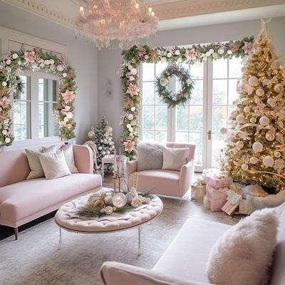 Product: WBHome Pre-lit 9 Feet/108 Inch Christmas Garland, Rose Gold Lighted Garland with 50 LED Lights for Indoor Outdoor Xmas Decor Holiday Decorations, Battery Operated (Batteries NOT Included)