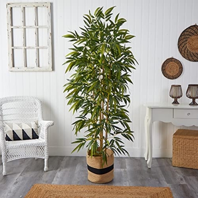 Product: Nearly Natural 75in. Bamboo Artificial Tree in Handmade Natural Cotton Planter