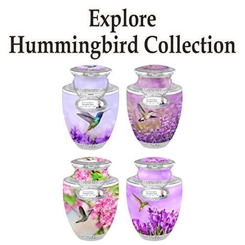 Silky Flower Store Personalized Hummingbird Flower Cremation Urn, Adult Ashes Burial Urn, Velvet Bag, 200lbs, 32.5cm 1 1 Product: Personalized Medallion Hummingbird Flowers Cremation Urns for Adult Ashes Male Female - 200lbs Burial Urns for Human Ashes - Handcrafted Funeral Decorative Urns for Ashes Adult Male with Velvet Bag