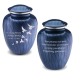 Product: Geturns Embrace Adult Personalized Doves Cremation Urns for Human Ashes I Large Pearl Cobalt Blue Funeral Urn for Adult Men and Women with Double Side Engraving I 200 lbs