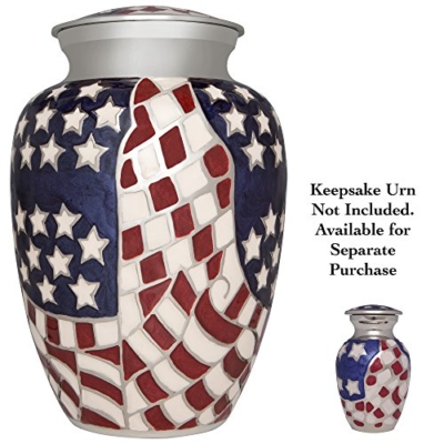 Silky Flower Store Brass American Flag Cremation Urn, Veteran Memorial Urn, Hand Made Adult Ashes Keepsake, 200 lbs, 20.5cm 11 11 Product: Flag Funeral Urn by Liliane Memorials- Cremation Urn for Human Ashes -Hand Made in Brass -Suitable for Cemetery Burial or Niche- Large Size fits Remains of Adults up to 200 lbs- Veteran-Hero Model