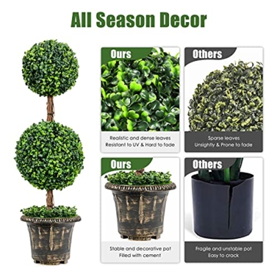 Silky Flower Store Artificial Boxwood Topiary Tree, Faux Greenery Ball Tree, PE Leaves, Cement Filled Pot, Indoor Outdoor Decor, 3 Ft 11 11 Product: Goplus 3 Ft Artificial Boxwood Topiary Tree, Fake Greenery Plants Ball Tree, Leaves & Cement-Filled Plastic Flower Pot Decorative Trees for Home Office Indoor Outdoor