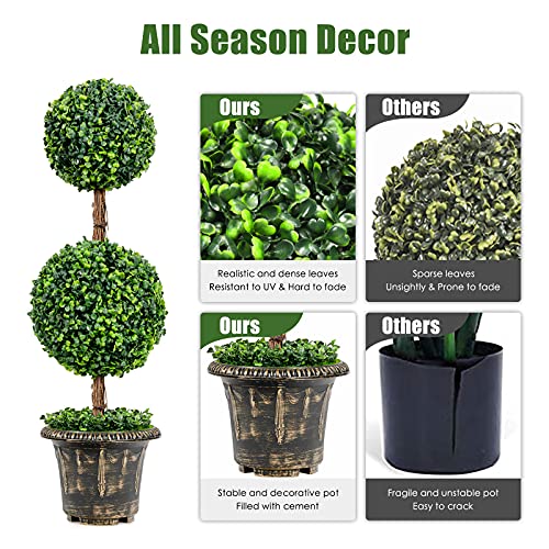 Silky Flower Store Artificial Boxwood Topiary Tree, Faux Greenery Ball Tree, PE Leaves, Cement Filled Pot, Indoor Outdoor Decor, 3 Ft 3 3 Product: Goplus 3 Ft Artificial Boxwood Topiary Tree, Fake Greenery Plants Ball Tree, Leaves & Cement-Filled Plastic Flower Pot Decorative Trees for Home Office Indoor Outdoor