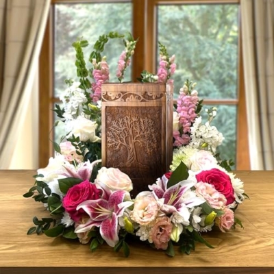 Silky Flower Store Handcarved Wooden Cremation Urn for Human Ashes, Tree of Life Memorial Urn, Adult Men Women, 250 lbs Capacity, 32.5cm 17 17 Product: INTAJ Handcarved Wooden Cremation Urn for Human Ashes - Tree of Life Design, 250 lbs Capacity, Suitable for Adult Men and Women - Decorative Funeral Urn Box and Casket