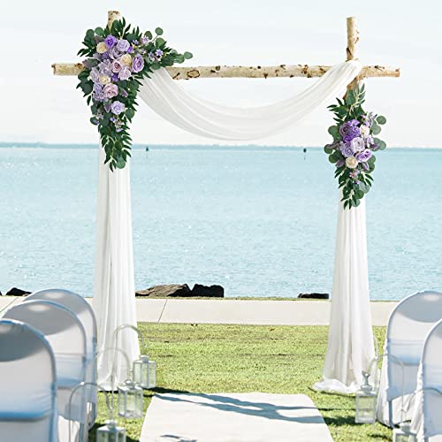 Silky Flower Store Purple Wedding Arch Flowers Kit, 3 Pack, White Draping Fabric, Dusty Lilac Floral Garlands, 26Ft 8 8 Product: Ponatia Purple Wedding Arch Flowers Kit - 3 Pack with 26Ft White Draping Fabric & Dusty Lilac Floral Garlands for Stunning Ceremony & Reception Decor
