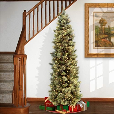 Product: National Tree Company Pre-lit Artificial Christmas Tree | Includes Pre-strung White Lights and Stand | Carolina Pine Slim - 6.5 ft