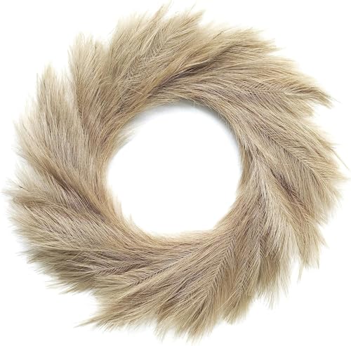 Pampas Wreath (Taupe Gray, 34") - Artificial Flower Arrangements Product: Pampas Wreath (Taupe Gray, 34")
