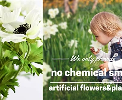 Silky Flower Store Artificial White Anemone Faux Stems, 6 Pack Artificial Flowers, UV Resistant Decorative Floral Stems 57cm 11 11 Product: Artificial Plants & Flowers 22.4" Anemone Faux Stems Blossom Tall Plant Outdoor Floral Arrangement Rustic Decoration Crafts Home Decor Holiday Wedding Parties 6Packs(Anemone White Flowers)