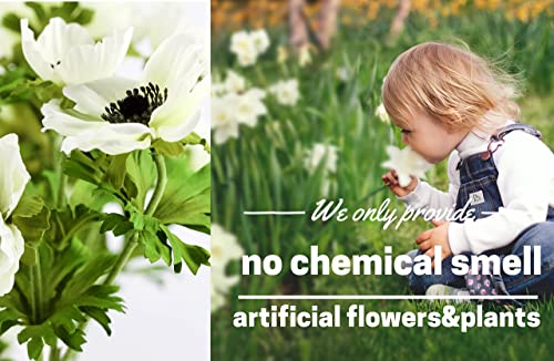 Silky Flower Store Artificial White Anemone Faux Stems, 6 Pack Artificial Flowers, UV Resistant Decorative Floral Stems 57cm 2 2 Product: Artificial Plants & Flowers 22.4" Anemone Faux Stems Blossom Tall Plant Outdoor Floral Arrangement Rustic Decoration Crafts Home Decor Holiday Wedding Parties 6Packs(Anemone White Flowers)