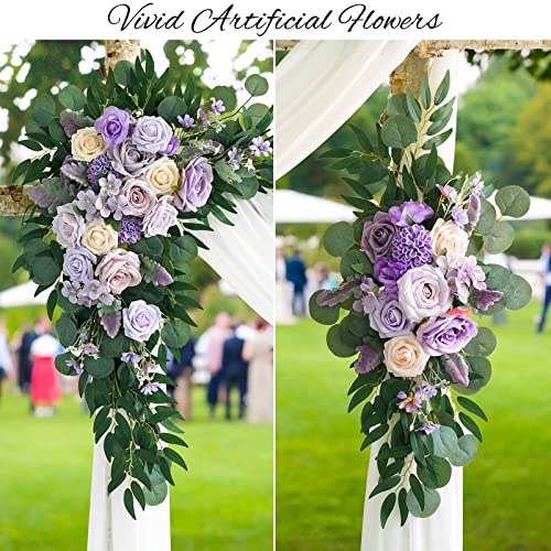 Silky Flower Store Purple Wedding Arch Flowers Kit, 3 Pack, White Draping Fabric, Dusty Lilac Floral Garlands, 26Ft 1 1 Product: Ponatia Purple Wedding Arch Flowers Kit - 3 Pack with 26Ft White Draping Fabric & Dusty Lilac Floral Garlands for Stunning Ceremony & Reception Decor