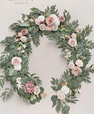Product: Ling's Moment Flower Garland - 6FT Eucalyptus & Rose - Pink Sweetheart Table Decor for Wedding Reception, Artificial Floral Garland for Mantle, Thanksgiving, Christmas Decoration, Dusty Rose
