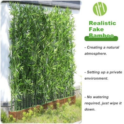 Product: HOUSESET 5ft/6ft/7ft Artificial Bamboo Tree - 10 Pack Faux Bamboo Plants with Silk Leaves for Indoor/Outdoor Garden Decor & Privacy