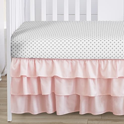 Product: Sweet Jojo Designs 4-Piece Baby Crib Bedding Set (Pink/Grey Boho Floral) for Girls, Infants/Nursery incl. Blanket, Fitted Sheet, Skirt, Diaper Stacker (Watercolor, Elegant Rose Polka Dot, Blush Gray)