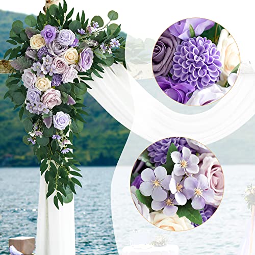 Silky Flower Store Purple Wedding Arch Flowers Kit, 3 Pack, White Draping Fabric, Dusty Lilac Floral Garlands, 26Ft 2 2 Product: Ponatia Purple Wedding Arch Flowers Kit - 3 Pack with 26Ft White Draping Fabric & Dusty Lilac Floral Garlands for Stunning Ceremony & Reception Decor