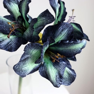 Product: FJELLROSE Artificial Greenery for decorat, 5 Branchs 29.5"(Overall Length) Huge Silk Amaryllis Artificial Faux Flower,Minimalist Style Artificial Faux Flower,for Home Decor Flower,Gifts(Blue)