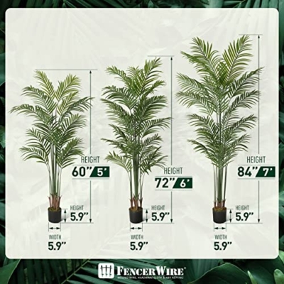 Product: Fencer Wire Artificial Palm Tree - 5/6/7 Feet Faux Dypsis Lutescens Potted Plant for Modern Home Office Decor, Perfect Housewarming Gift