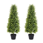 Product: Binnny Flower 3ft Artificial Boxwood Topiary Trees, Set of 2 – UV Resistant Faux Evergreen Shrubs and Bushes for Outdoor Planters, Realistic Fake Plants for Front Porch Outside Patio Yard, 3 Foot Tall