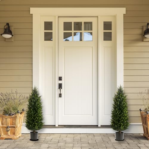 Product: LXNRMHCH Two 3.2FT Artificial Cedar Topiary Trees, UV Resistant Artificial Pine Outdoor Plants for Front Porch Decor, Fake Greenery Outdoor Plants Cypress Realistic Faux Indoor Tree