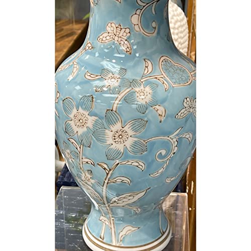 Product: Galt International Light Blue and White Flower & Heart Chinoiserie Ceramic Vase 14"- Hand Painted Antique Style Porcelain Flower Bottle Fishtail Porcelain Chinese Vase for Home Decor Centerpiece