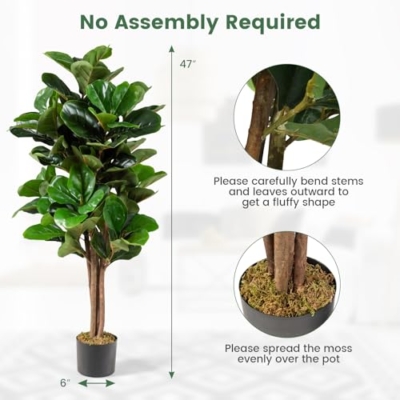 Product: Happygrill 4 FT Artificial Greenery Tree, Indoor Fake Fiddle Leaf Fig Tree Plants in Pot, Faux Ficus Lyrata Tree for Home, Office, Living Room Decoration