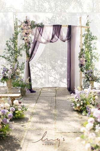 Silky Flower Store Wedding Arch Flowers Kit, Purple and Gold Rose, 5 Piece Set, Faux Floral Arch Decor, 360° Coverage, 5 Piece Set 1 1 Product: Ling's Moment Wedding Arch Flowers with Sheer Drapes Kit - Artificial Purple and Gold Rose Floral Arrangements for Ceremony Backdrop, Arbor Decor, 5-Piece Set (2 Flower Stems + 3 Hanging Drapes)
