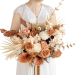 Product: Ling's Moment Boho Bridal Bouquet, Rustic Wedding Bouquets for Bride, 17 Inch Silk Free Form Fall Terracotta Artificial Wedding Flower Bouquet