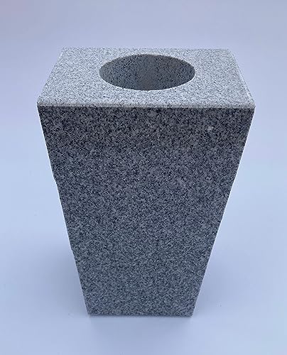 Product: Upstate Stone Works Granite Vase Tapered (5"x4"x9") Gray Cemetery Grave