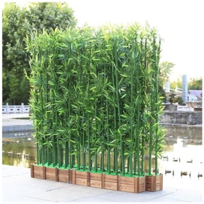 Product: Commercial Home Artificial Bamboo Tree 6.5 5.9 4.9 3.2 Feet High, Fake Plants with Wooden Flowerpot, Natural-Style Privacy Divider Room Partition for Cafe ( Color : 1m Tall , Size : 120x18x18.5cm-20 P