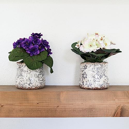 Product: Nearly Natural 8in. African Violet Artificial Plant in Floral Design Vase (Set of 2)