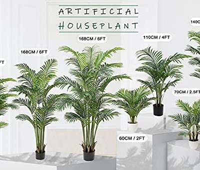 Product: Artificial Palm Silk Tree Plant 4ft Fake Tropical Bonsai Plants 48 Inch with Black Plastic Pot for Outdoor Indoor Home Office Decorations, 2 Pack