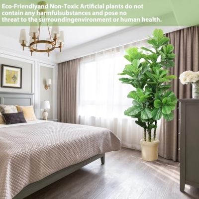 Product: ROOMTEC 6ft Artificial Fiddle Leaf Fig Tree in Pot Faux Fiddle Leaf Fig Tree Large Artificial Tree for Indoor Outdoor House Living Room Office Modern Decoration