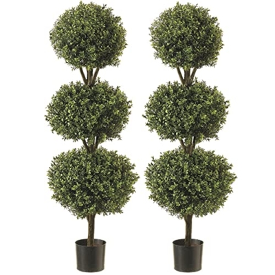 Product: Topiary Trees Artificial Outdoor 2 Pack - 4.6' Nearly Natural Artificial Plants Designer Topiary Ball Trees -Faux Topiary Artificial Plant Boxwood -UV Protected Artificial Topiary Ball Indoor/Outdoor