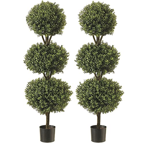 Product: Topiary Trees Artificial Outdoor 2 Pack - 4.6' Nearly Natural Artificial Plants Designer Topiary Ball Trees -Faux Topiary Artificial Plant Boxwood -UV Protected Artificial Topiary Ball Indoor/Outdoor