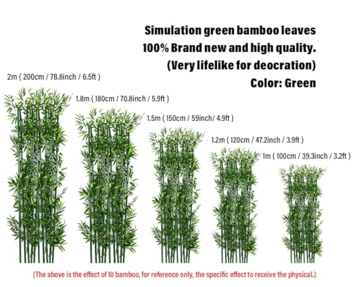 Silky Flower Store Extra Tall Artificial Bamboo Trees with Bamboo Trunks, Stems and Leaves, Pack of 10, 2m 3 3 Product: 3ft 4ft 5ft 6ft 6.5ft 7ft Extra Tall Artificial Bamboo Plants Trees with Bamboo Trunks, Stems and Leaves - Fake Bamboo Silk Faux Tree Garden Fence Privacy Screen DIY Decor Outdoor Indoor(Pack of 10,2m
