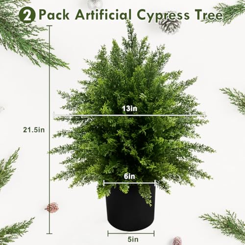 Silky Flower Store Artificial Cedar Topiary Ball Tree, Faux Potted Plants, UV Resistant Outdoor Decor, 21.5” 2Pack 5 5 Product: WAYNHUI Artificial Cedar Topiary Ball Tree, 21.5” 2pack Faux Potted Plants Artificial Shrubs Bushes with Cement Pot, Fake Evergreen Artificial Topiary for Indoor Outdoor Home Front Porch Decor